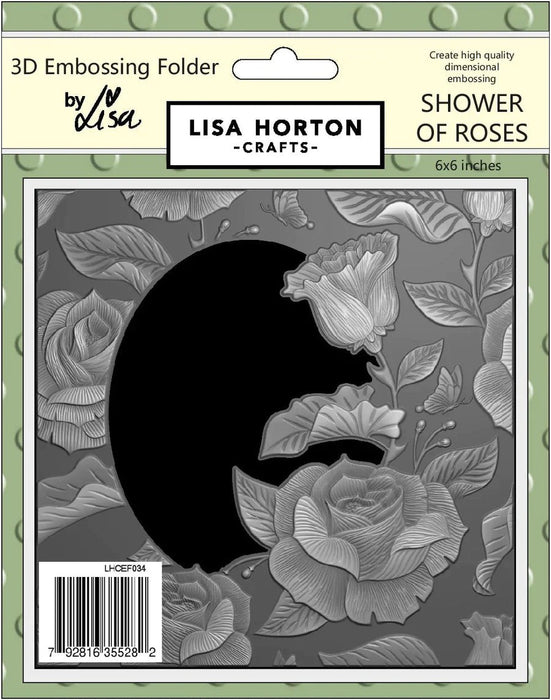 LISA HORTON CRAFTS 6X6 3D EMBOSSING FOLDER - SHOWER OF ROSES - LHCEF034