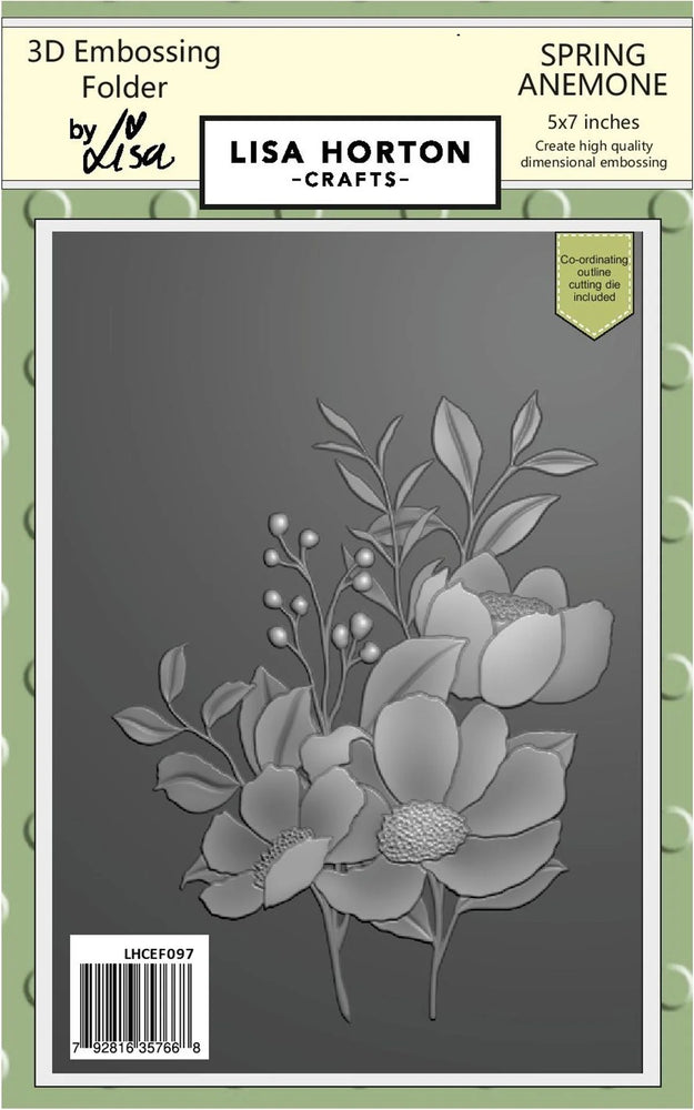 LISA HORTON 3D EMBOSSING FOLDER SPRING ANEMONE - LHCEF097