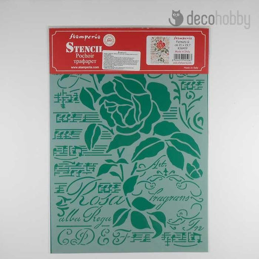 STAMPERIA STENCIL 21CM X 29CM ROSE AND MUSIC - KSG419