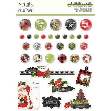 SIMPLE STORIES VINTAGE XMAS LODGE DECORATIVE BRADS - SS18429