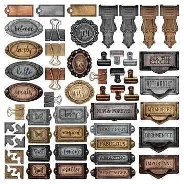 SS VINTAGE ESSENTIALS METAL EPHEMERA BITS PIECES CHIPBOARD - SS20414