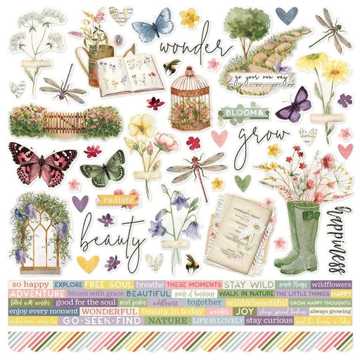 SIMPLE STORIES VINTAGE MEADOWS FLOWER 12X 12 PAPER CARDSTOCK STICKERS -SS22602