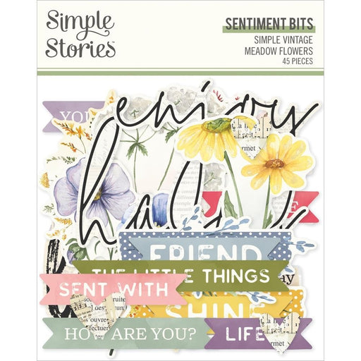 SIMPLE STORIES VINTAGE MEADOWS FLOWER SENTIMENTBITS - SS22624