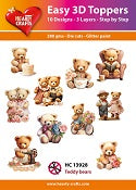 HEARTY CRAFTS EASY 3D TOPPERS TEDDY BEARS - HC13928