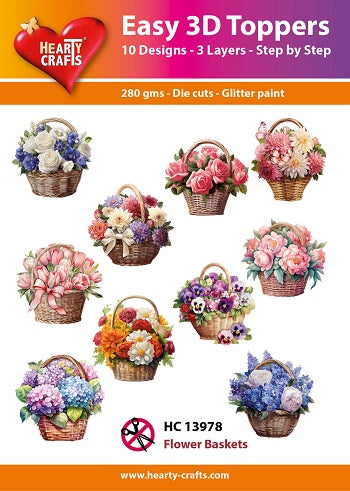 HEARTY CRAFTS EASY 3D TOPPERS FLOWER BASKETS - HC13978