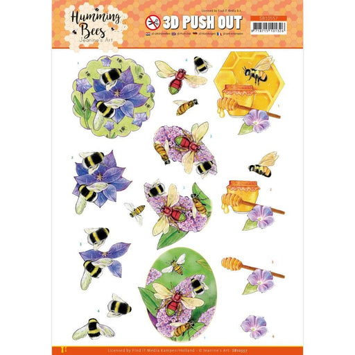 JEANINE ART 3D PUSH OUT HUMMING BEES HONEY - SB10557