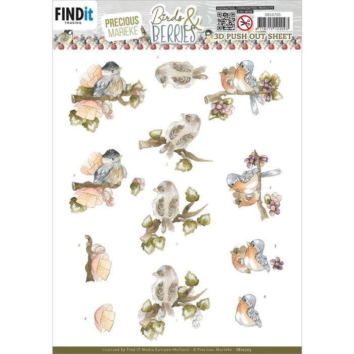 PRECIOUS MARIEKE 3D PUSH OUTBIRDS BERRIES CRABBERRIE - SB10705
