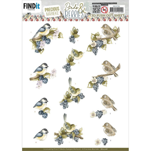 PRECIOUS MARIEKE 3D PUSH OUTBIRDS BERRIES BLACKBERRIE - SB10706