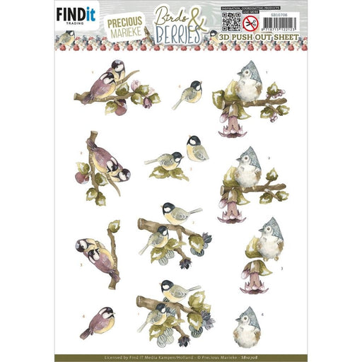 PRECIOUS MARIEKE 3D PUSH OUTBIRDS BERRIES GOOSE BERRIE - SB10708