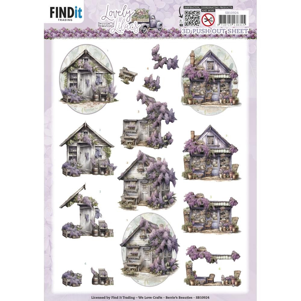 LOVELY LILAC 3 D PUSH OUT HOUSES -SB10924