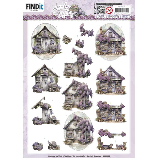 LOVELY LILAC 3 D PUSH OUT HOUSES -SB10924