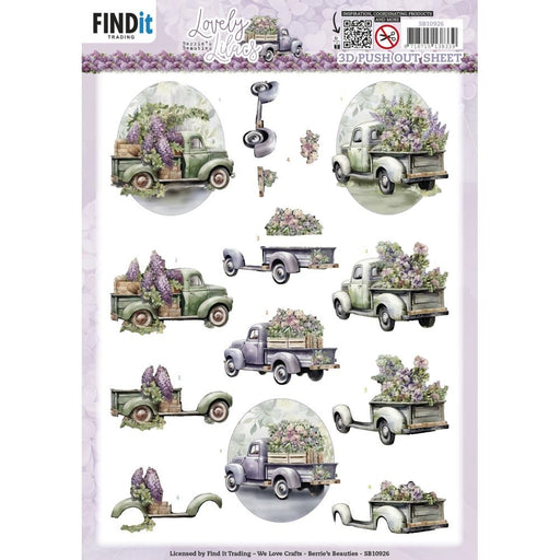 LOVELY LILAC 3 D PUSH OUT CARS -SB10926