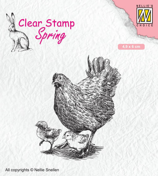 NELLIE'S CHOICE CLEAR STAMP MOTHER HEN AND CHICKS -  SPCS0105