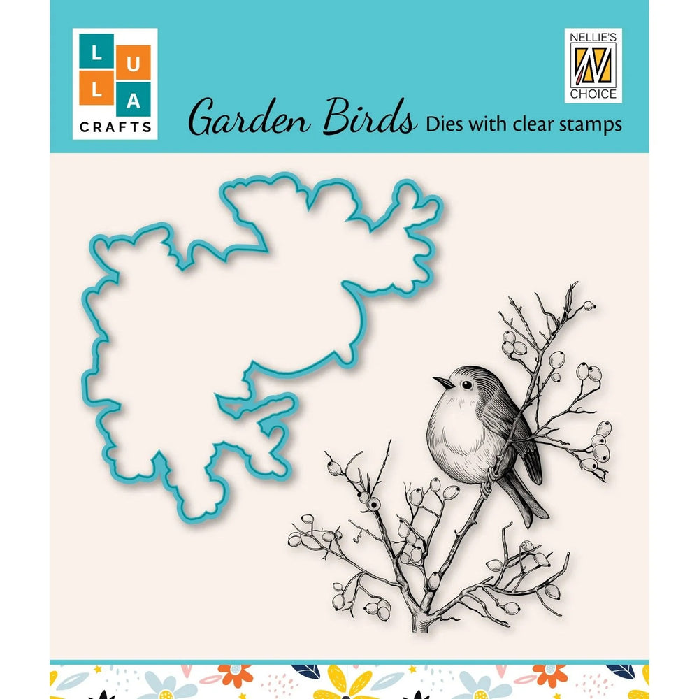 NELLIES CHOICE  DIES AND STAMP GARDEN BIRDS - HDCS013