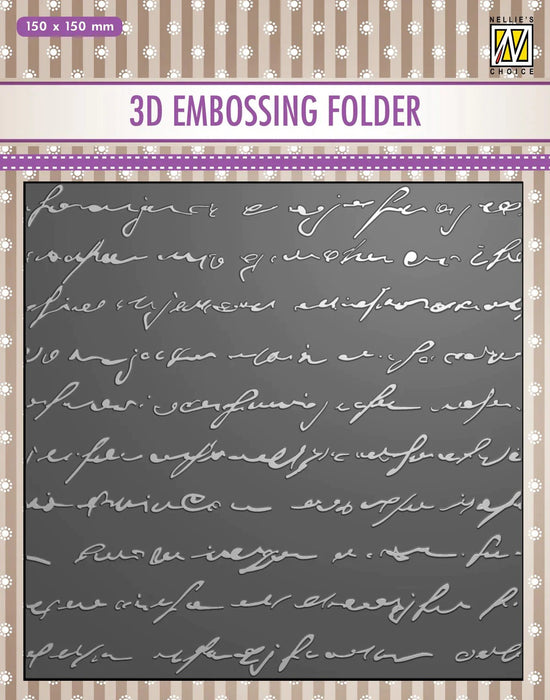 NELLIE'S CHOICE 3D EMBOSSING FOLDER - WRITING - NEF3D029