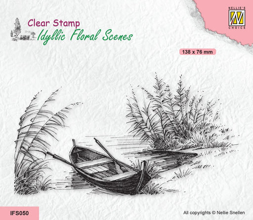 NELLIE'S CHOICE CLEAR STAMP LAKE WITH ROWING BOAT- IFS050