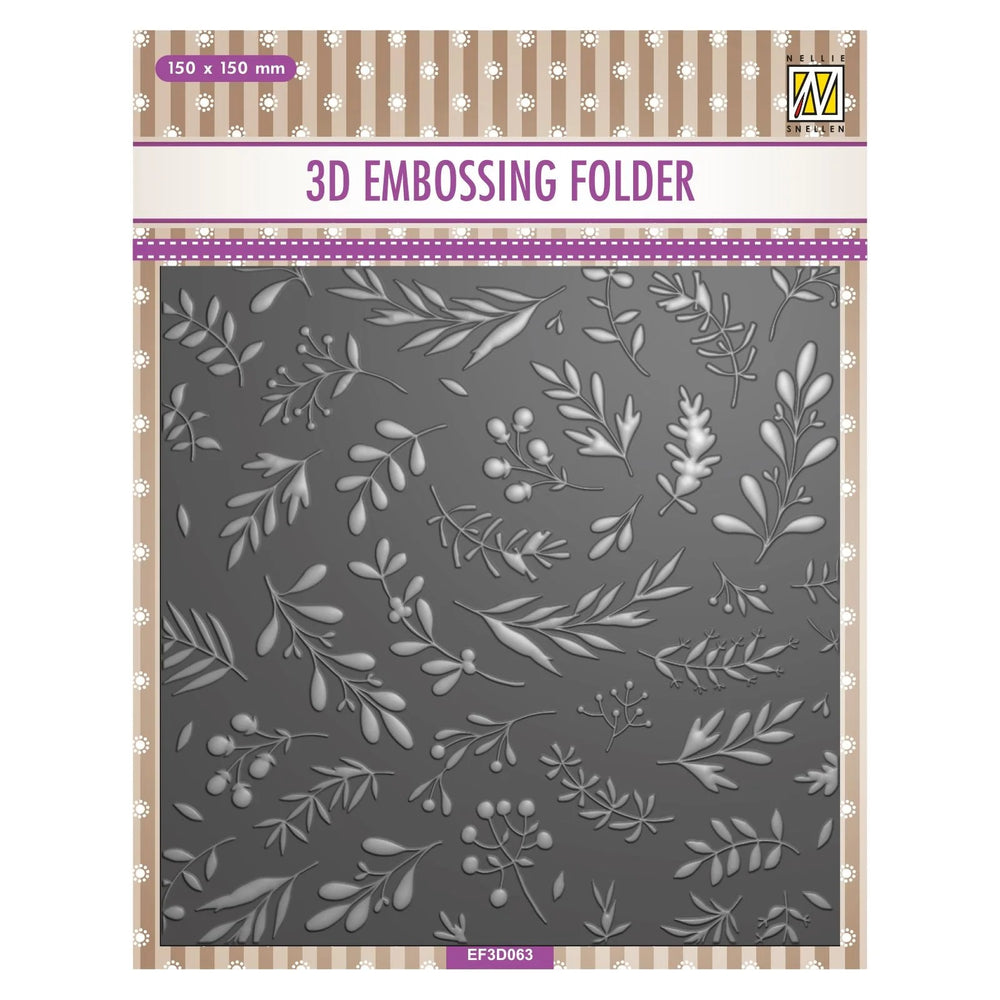 NELLE CHOICE 3D EMBOSSING FOLDER BRANCHES AND BERRIES - EF3D063