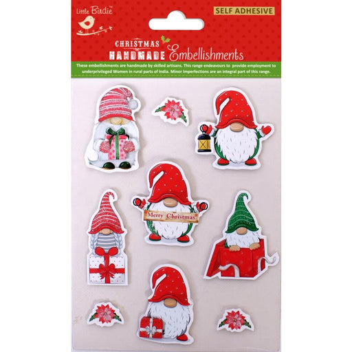 LITTLE BIRDIE CHRISTMAS GNOMES EMBELISHMENTS - CR90499