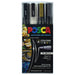 POSCA COLORING PEN BULLET SHAPED PK 4 3M FINE -PC3M4PBWGS