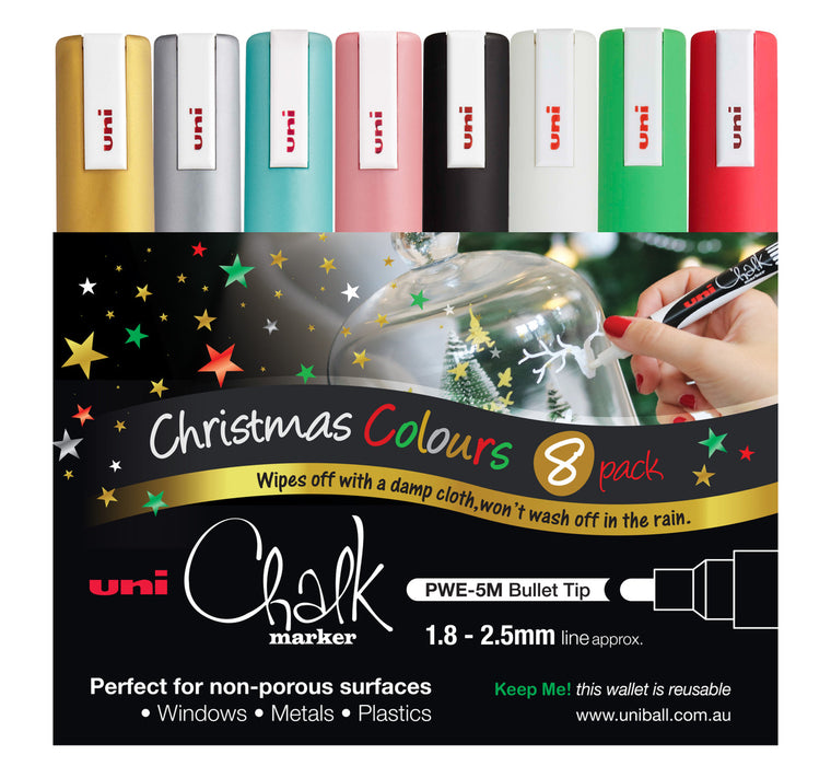 POSCA PAINT MARKER PC5 ASSORTED 8 PKT CHRISTMAS  COLOURS - PWE5MB8CXMAS