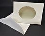 PK 50 SOFT CREAM DECKLE OVAL CUTOUT 3 PANEL CARD & ENV - OVD3 BULK