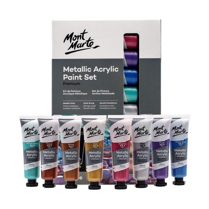 MM METALLIC ACRYLIC PAINT SET 8PC - PMMT8361