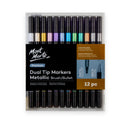 MM Dual Tip Markers Brush/Bullet Metallic 12pc -MMPM0063