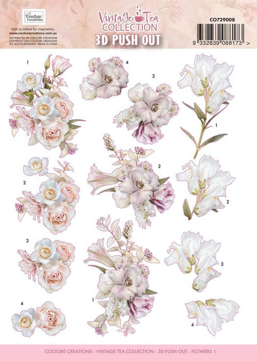 COUTURE CREATIONS DIECUTSVINTAGE TEA COLL FLOWERS  - CO729008