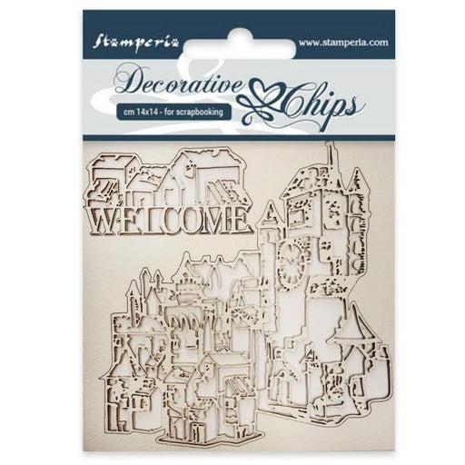 STAMPERIA DECORATIVE CHIPS 14 X 14CM WELCOME - SCB31