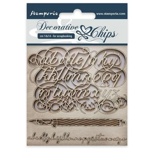 STAMPERIA DECORATIVE CHIPS 14 X 14CM ALPHABET - SCB27