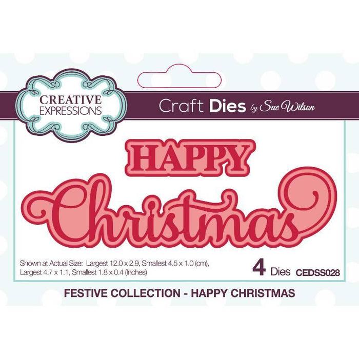 CREATIVE EXPRESSIONS SUE WILSON MINI SHADOWED HAPPY CHRISTMA - CEDSS028