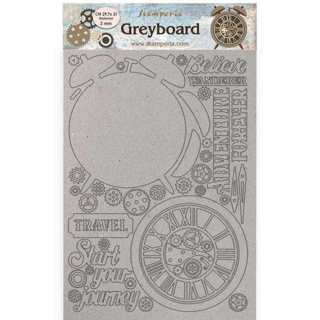 STAMPERIA A4 GREY BOARD 2MM -LADY VAGABOND LIFESTYLE ALARM - KLSPDA447