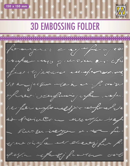 NELLIE'S CHOICE 3D EMBOSSING FOLDER - WRITING - NEF3D029