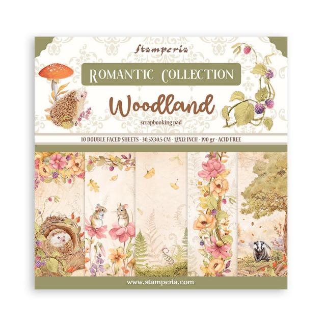 STAMPERIA 12 X 12 PAPER PACKDOUBLE FACE - WOODLAND - SBBL143