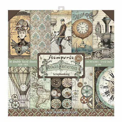 STAMPERIA 12X12 PAPER PACK VOYAGES FANTASTIQUES