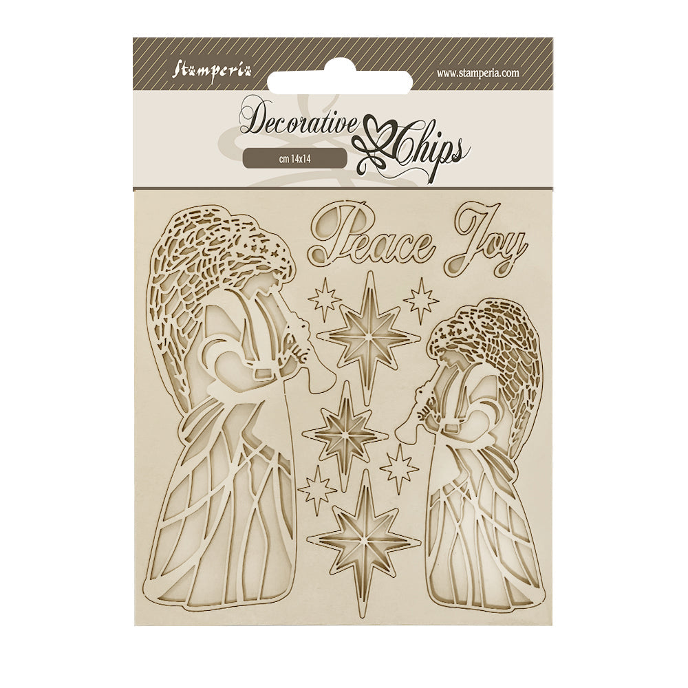 Stamperia Decorative Chips Cm 14x14 Angels — Bevs Cross Crafts