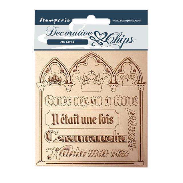 STAMPERIA DECORATIVE CHIPS14 X14CM SLEEPING BEAUTY QUOTES - SCB56