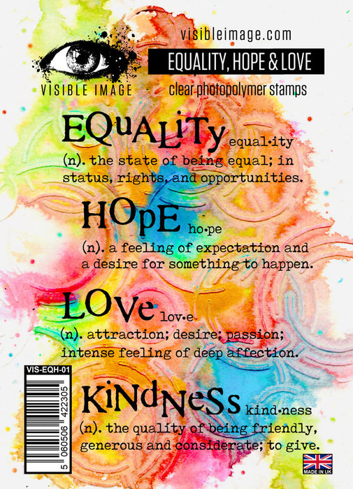 VISIBLE IMAGE PHOTOPOLYMER STAMP EQUALITY HOPE & LOVE - VIS-EQH-01