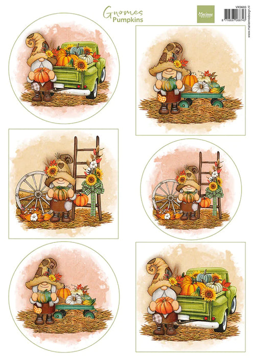 MARIANNE DESIGN A4 CUTTING SHEET - GNOMES - PUMPKINS - VK9603